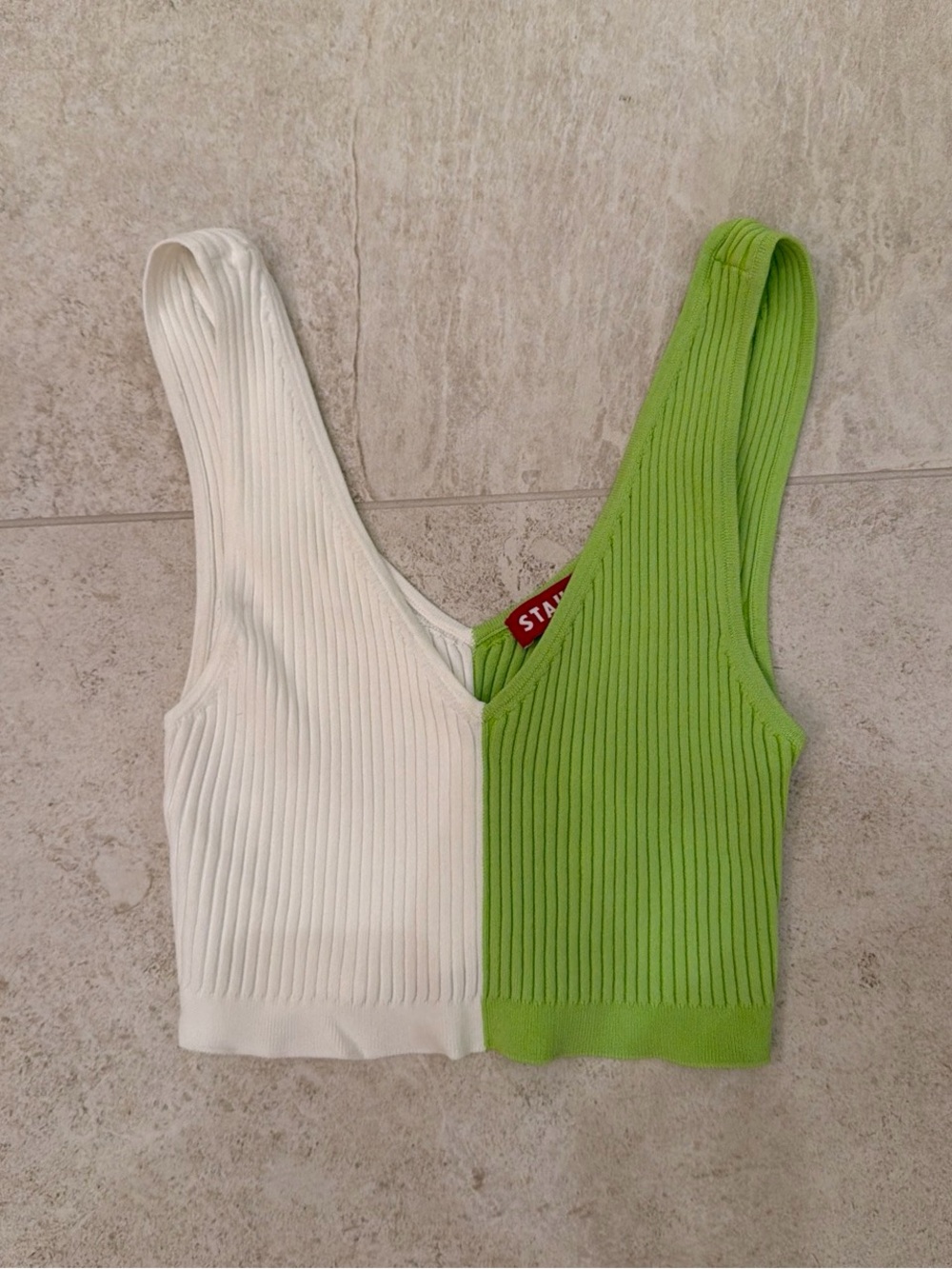 STAUD Ribbed V-Neck Crop Tank